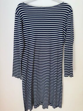 Sailor Rose Navy White Striped Knit Dress Medium Made in New York